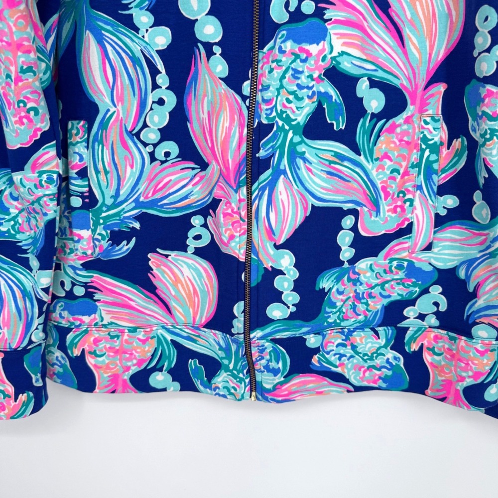 Lilly Pulitzer Full Zip Jacket XL Bright Colorful Koi Fish Print Vacation Summer - Picture 9 of 16